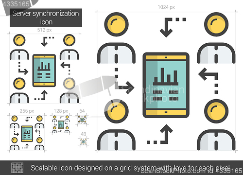 Image of Server synchronization line icon.