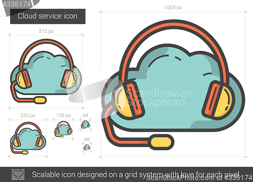 Image of Cloud service line icon.