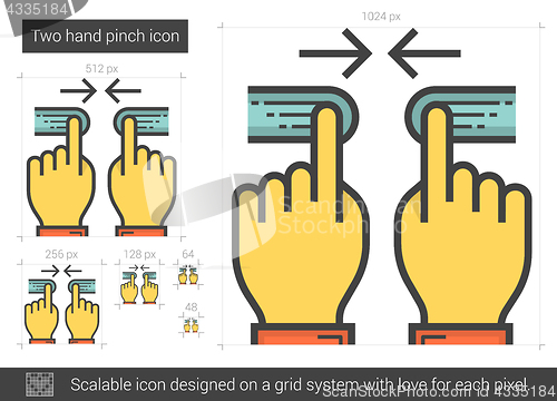 Image of Two hand pinch line icon.