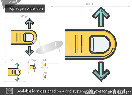 Image of Top edge swipe line icon.