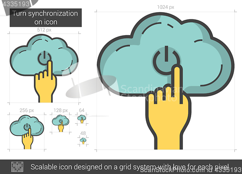 Image of Turn synchronization on line icon.