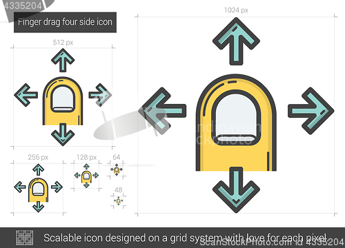 Image of Finger drag four side line icon.