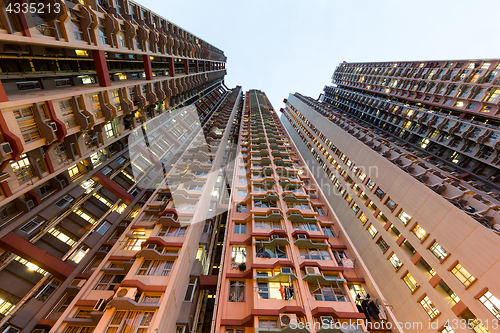 Image of Residential building to the sky at night