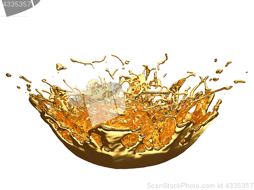 Image of Splashes or splatters of melted gold or oil isolated on white