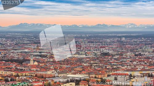 Image of Munich historical center panoramic aerial cityscape view