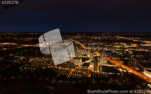 Image of Aerial panoramic cityscape view of night Munich