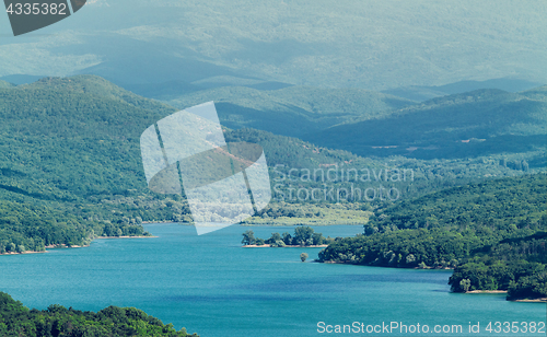 Image of Mountain landscape with a blue lake