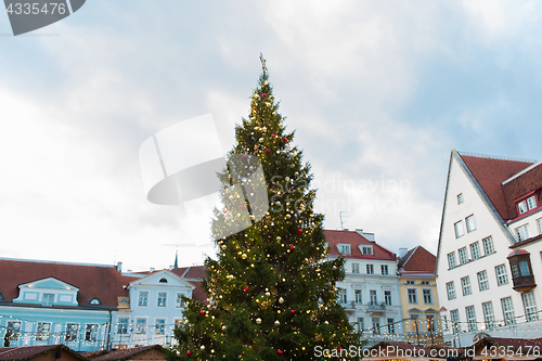 Image of christmas tree at old town hall square in tallinn