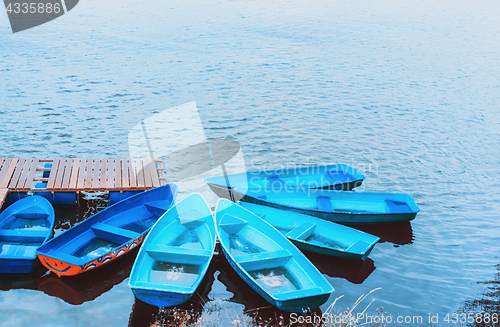 Image of Colorful Recreation Boats On The Lake