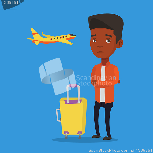 Image of Young man suffering from fear of flying.