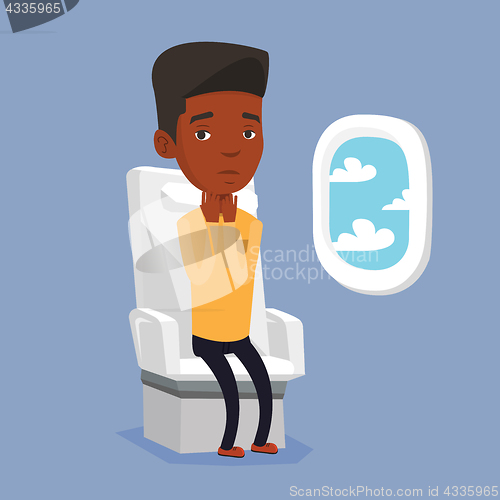 Image of African-american man suffering from fear of flying