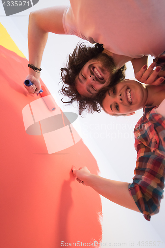 Image of couple painting interior wall