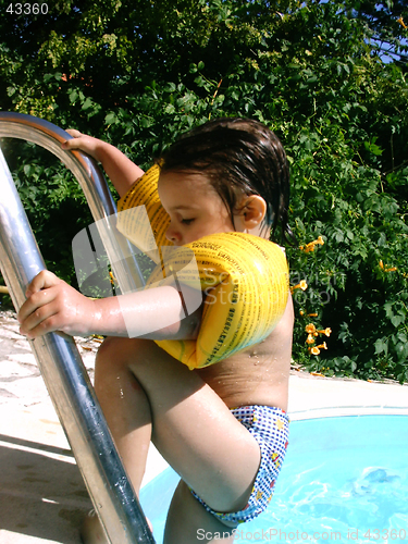 Image of geting out of the pool