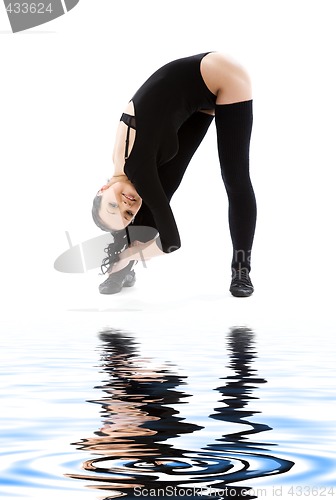 Image of fitness instructor in black leotard