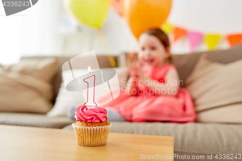 Image of birthday cupcake for child one year anniversary
