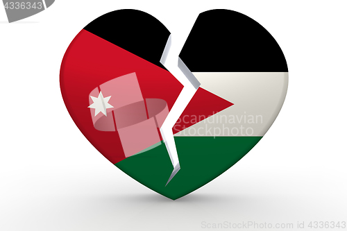 Image of Broken white heart shape with Jordan flag
