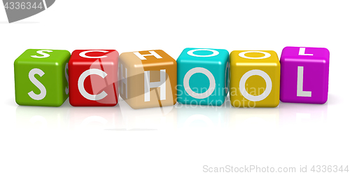 Image of Colorful cube with school word