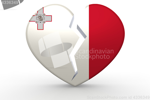 Image of Broken white heart shape with Malta flag