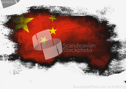 Image of China flag painted with brush