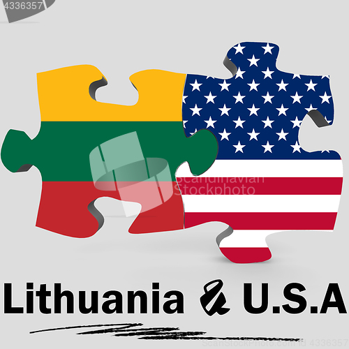 Image of USA and Lithuania flags in puzzle 