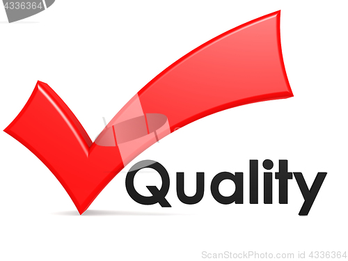 Image of Red check mark sign with quality word