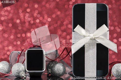 Image of Smartphone and smartwatch for Christmas