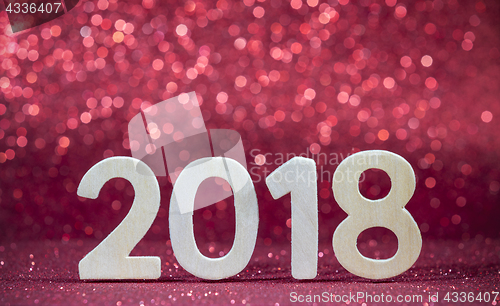 Image of New year 2018 white wood number 