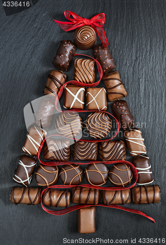 Image of Chocolate Christmas tree on stone table