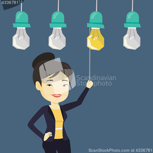 Image of Woman having business idea vector illustration.