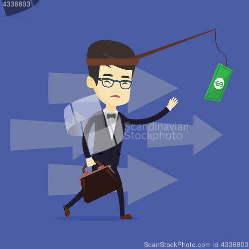 Image of Business man trying to catch money on fishing rod