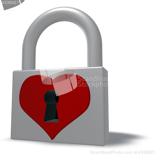 Image of padlock with heart symbol - 3d rendering