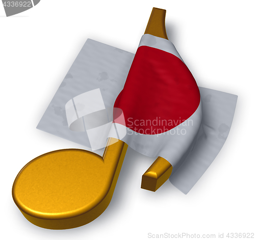 Image of music note symbol symbol and flag of japan - 3d rendering