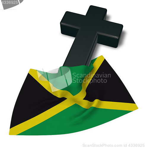 Image of christian cross and flag of jamaica - 3d rendering