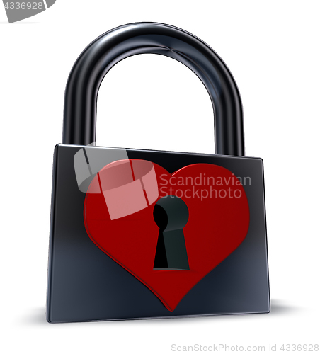 Image of padlock with heart symbol - 3d rendering