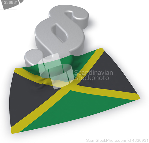 Image of flag of jamaica and paragraph symbol - 3d illustration