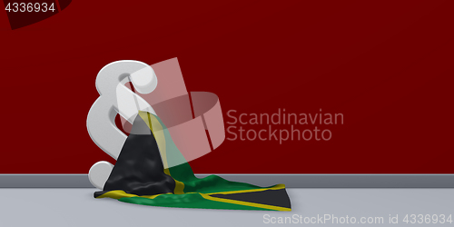 Image of flag of jamaica and paragraph symbol - 3d illustration