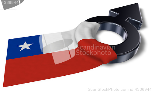 Image of mars symbol and flag of chile - 3d rendering