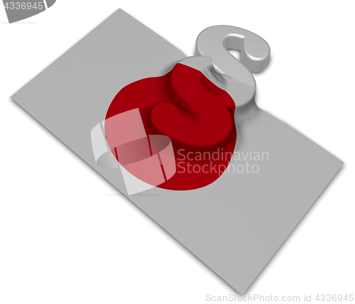 Image of paragraph symbol and flag of japan - 3d rendering