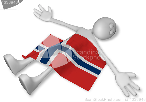 Image of dead cartoon guy and flag of norway - 3d illustration