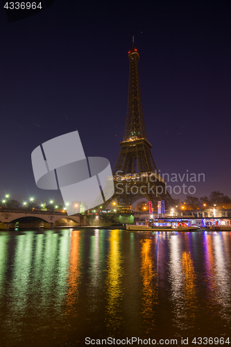 Image of The Eiffel tower at sunrise in Paris 