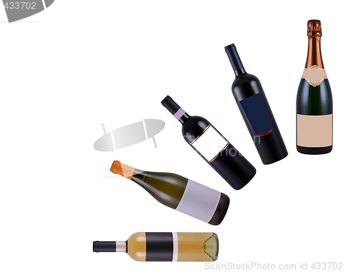 Image of Wine bottles composition