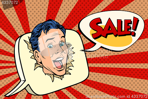 Image of Pop art sale background male promoter