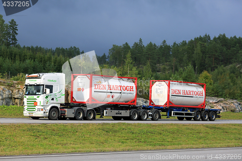 Image of Liquid Container Truck Transport on Motorway