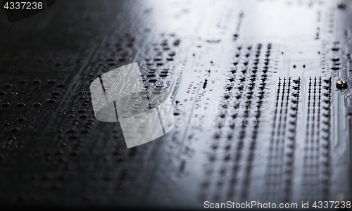 Image of Close up of electronic circuit board.