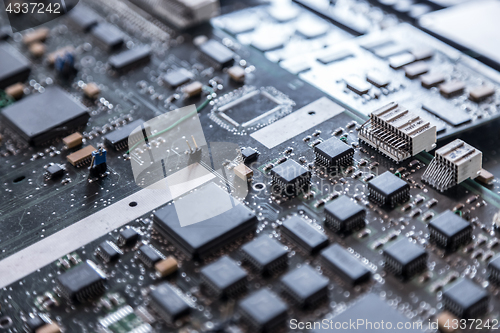 Image of Close up of electronic circuit board.