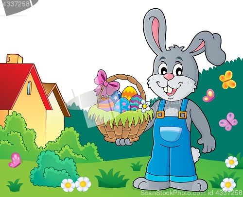 Image of Bunny holding Easter basket theme 7