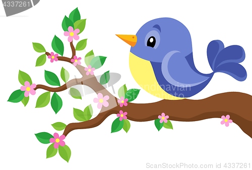 Image of Stylized bird on spring branch theme 1