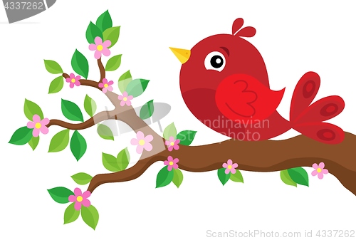 Image of Stylized bird on spring branch theme 2