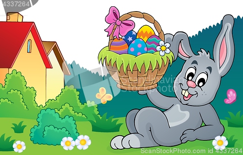 Image of Bunny holding Easter basket theme 8
