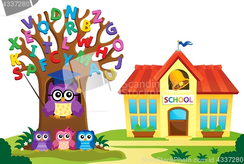 Image of Tree and owls near school theme 2